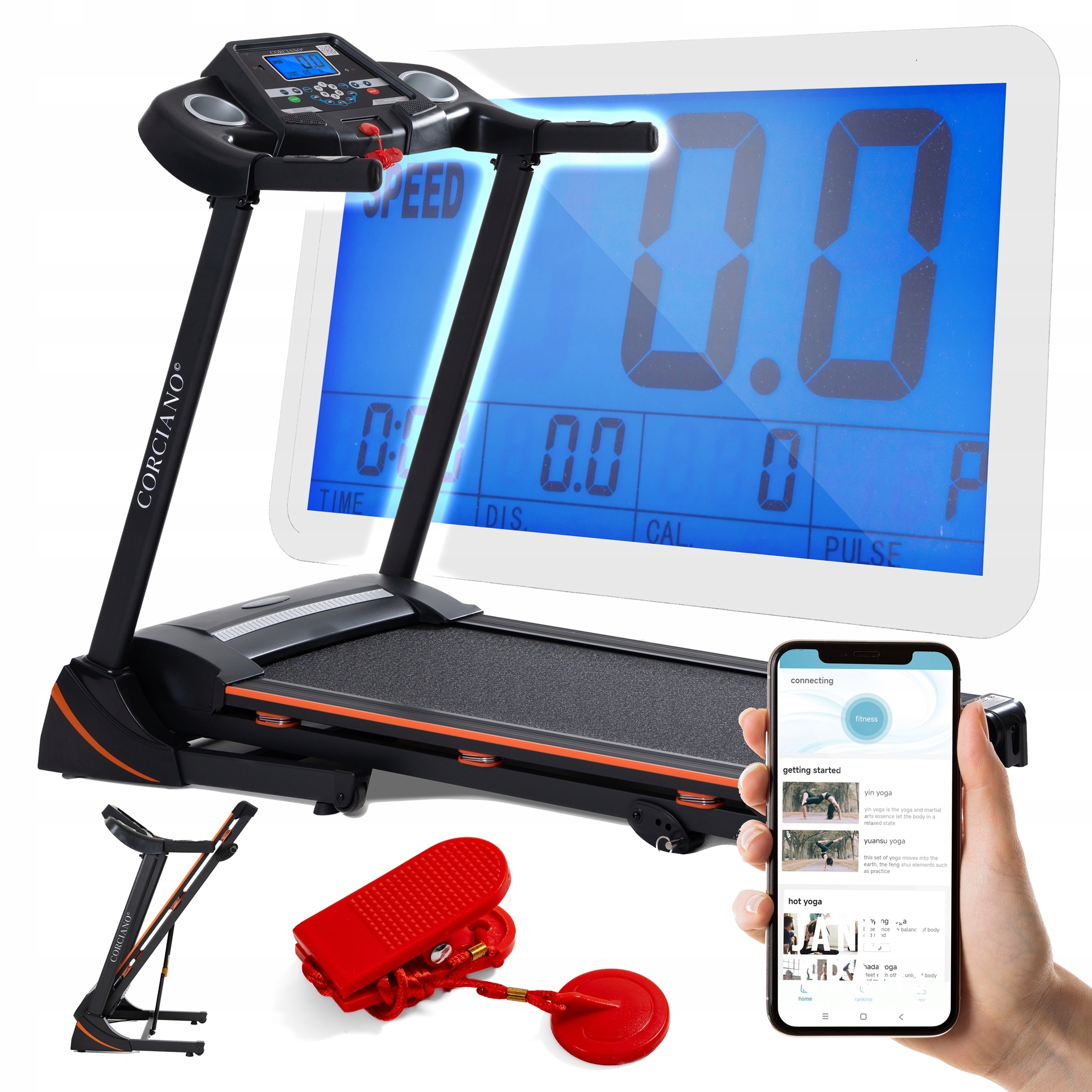 Domácí Elektrický Běžecký Pás Corciano Lugo Skládací 130 Kg 3HP 16 km/h