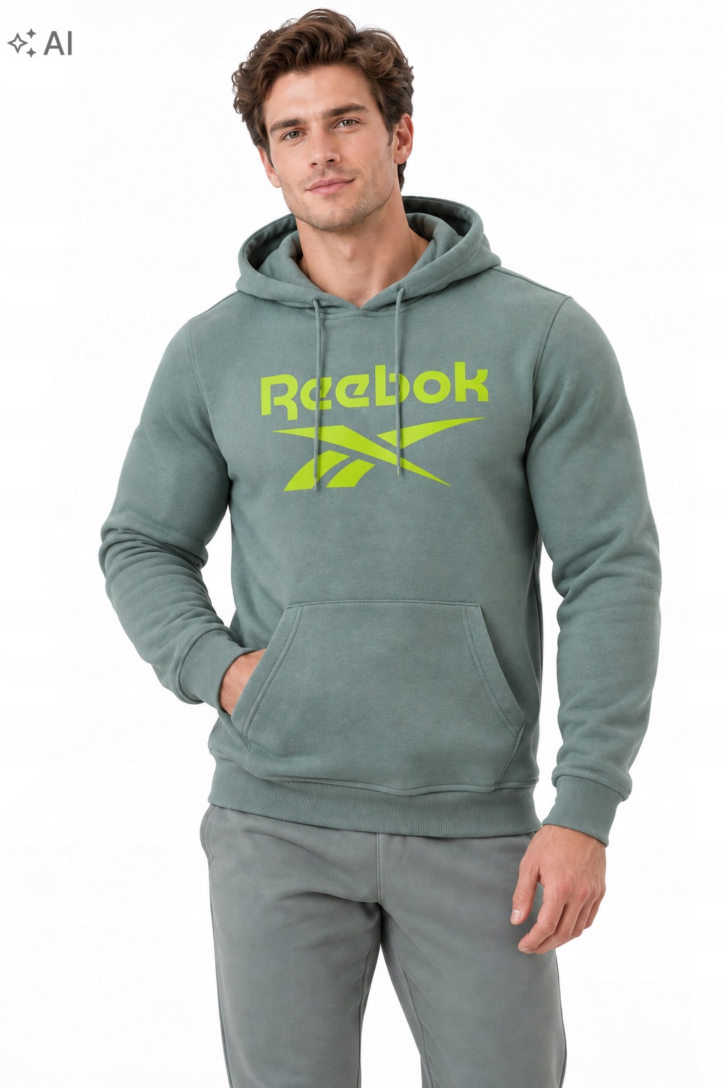 2912 Pánská Mikina Reebok Klokanka S Kapucí Přes Hlavu Bavlna XL