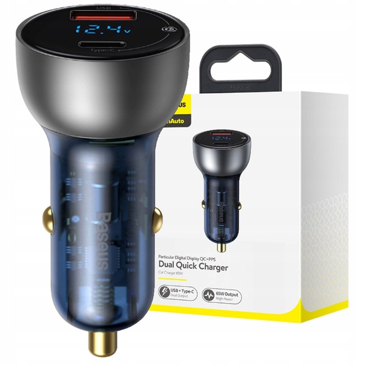 

Ładowarka samochodowa Baseus z wyświetlaczem 65W
