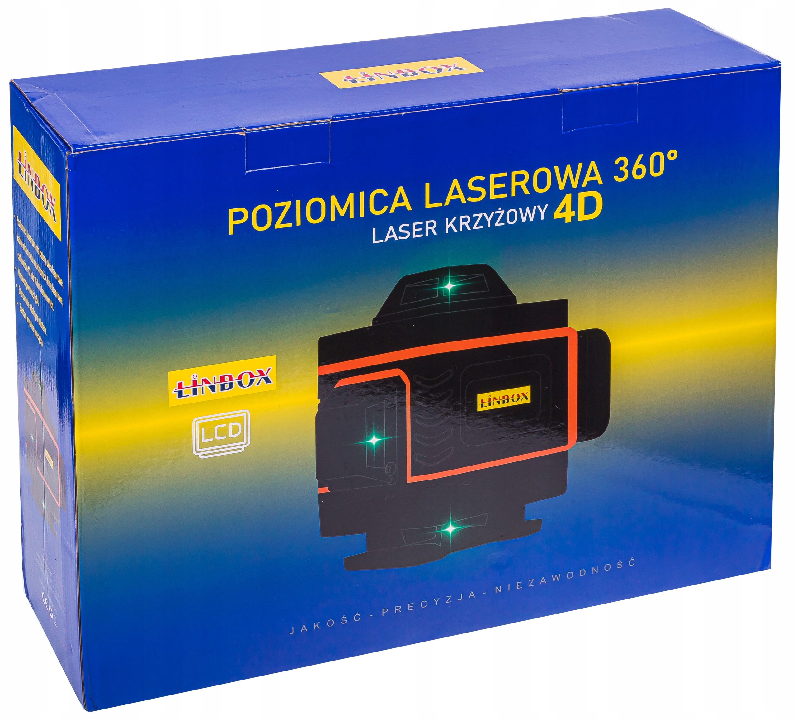 POZIOMICA LASEROWA 4D BLOKADA WAHADŁA + STATYW Kąt wyświetlania linii poziomej 360°