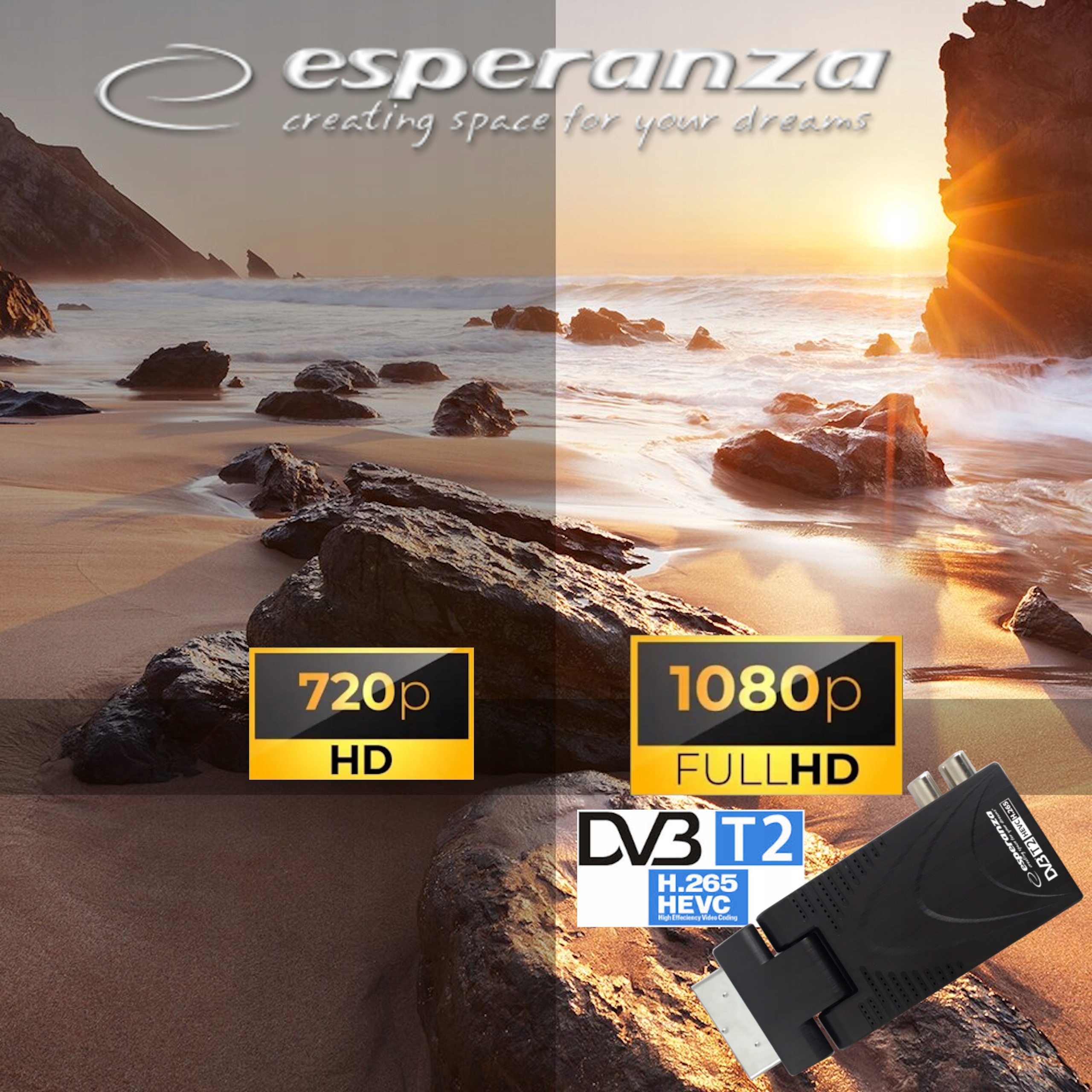DEKODER TUNER TV NAZIEMNEJ DVB-T2 HEVC H.265 HDMI Standard kodowania MPEG-2 MPEG-4 H.264 (MPEG-4 AVC) H.265/HEVC