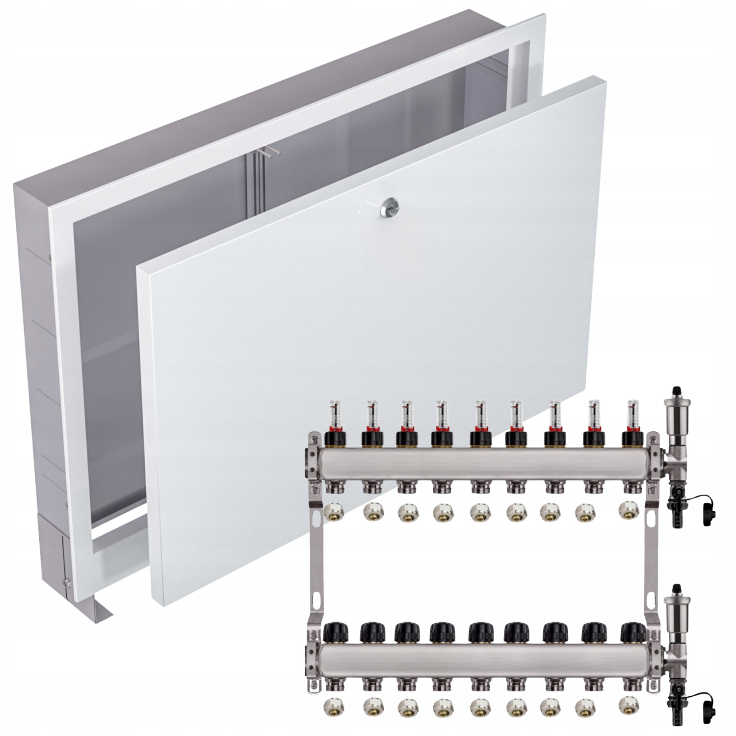 Nerezový Rozdělovač Podlahových Krytin 9+ Podomítkový Box Bílý+pex