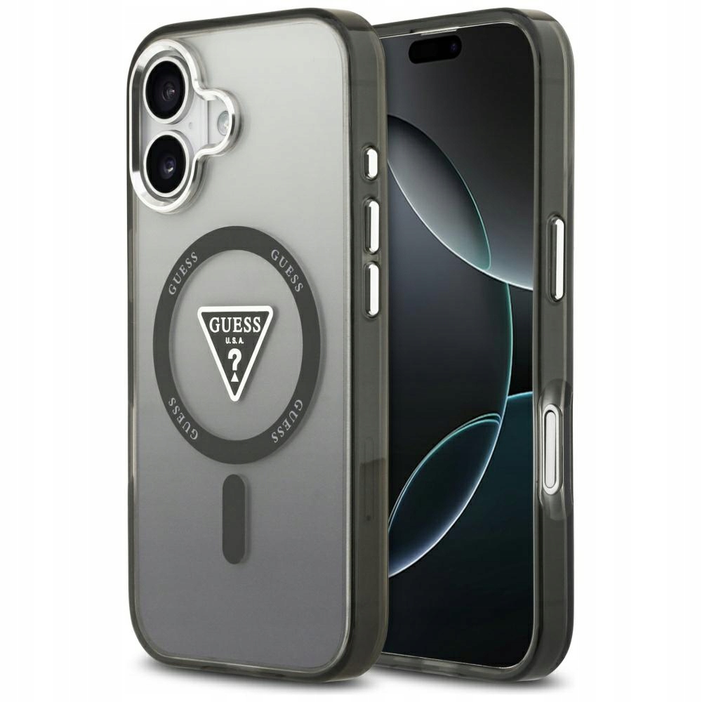 Pouzdro Guess IML Gradient Triangle Logo MagSafe pro iPhone 17, černé