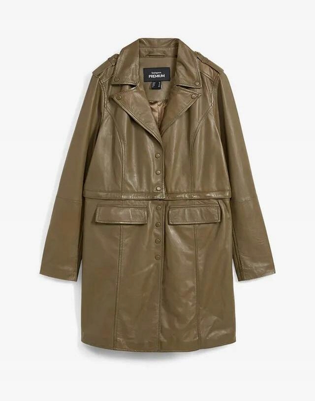 B.p.c Dámský Kabát 2V1 Khaki Přírodní Kůže 36