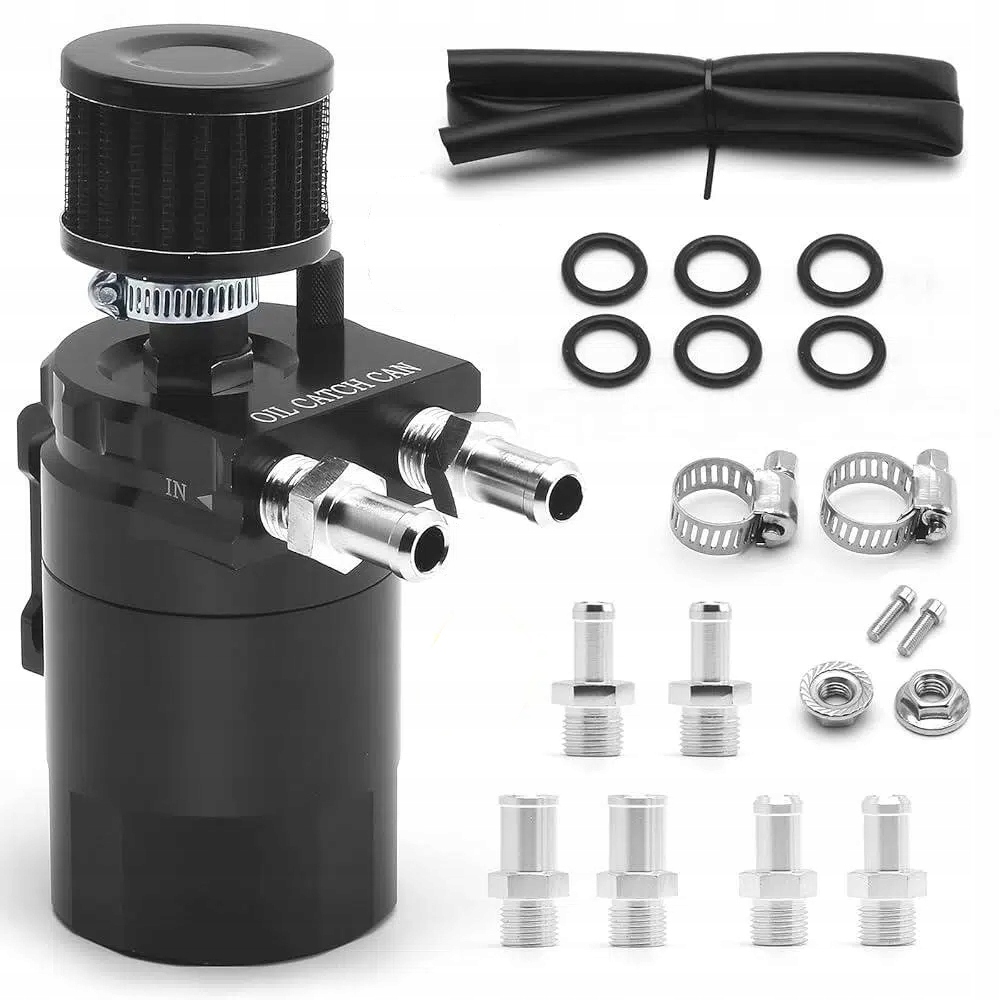 Oil Catch Tank Sada odlučovače oleje s filtrem 11 13 15 mm 300 ml Černá