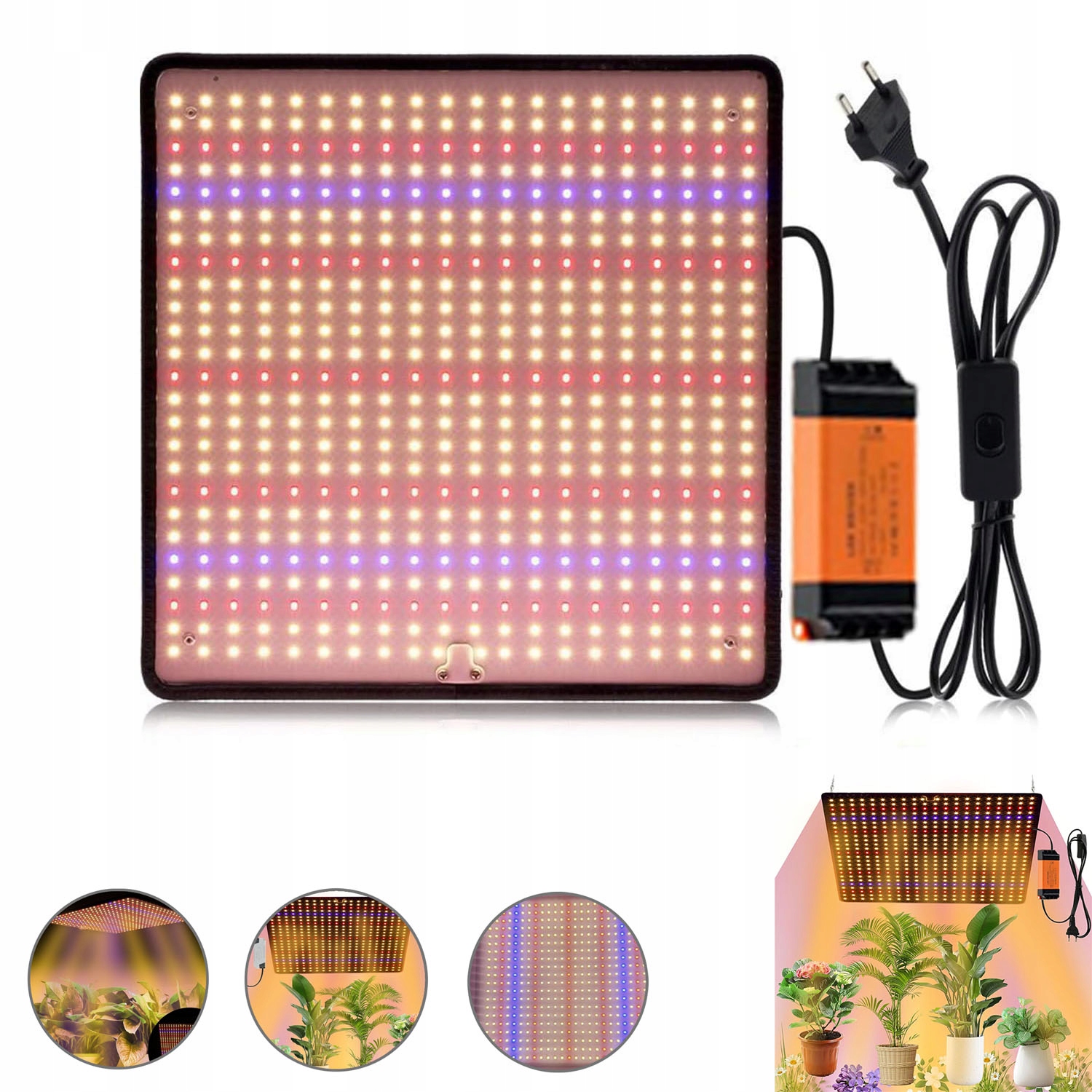 Lampa Pro Pěstování Rostlin Zeleniny Panel 500x Led Full Spectrum Výkonná 45 W Výkonná