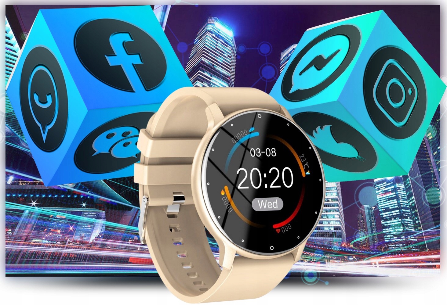 SMARTWATCH DAMSKI RUBICON MENU PL CIŚNIENIE SMS Transmisja danych brak