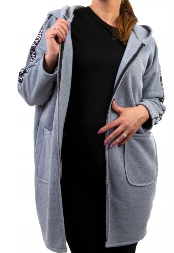 LAMPAS GŁADKI DRESOWY PŁASZCZ Z KAPTUR SZARY r.38 Kaptur z kapturem