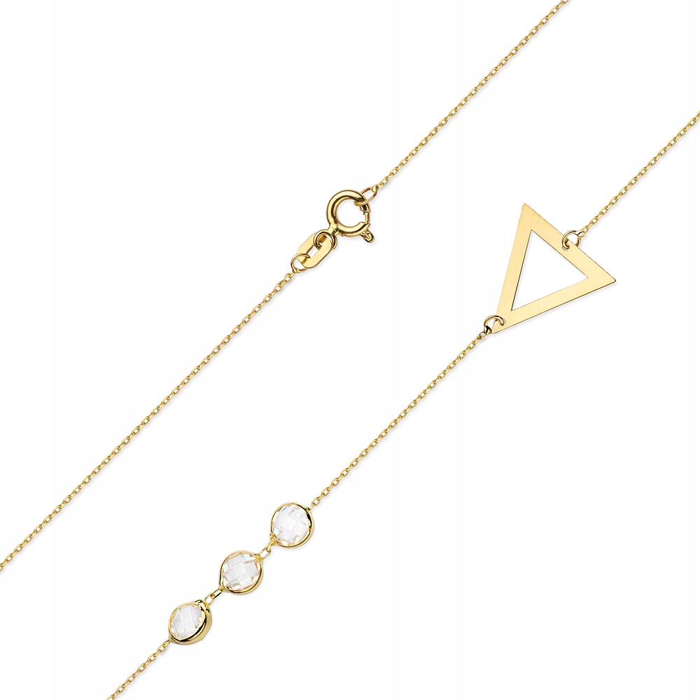 

Złoty Naszyjnik 585 Celebrytka Trójkąt i Cyrkonie