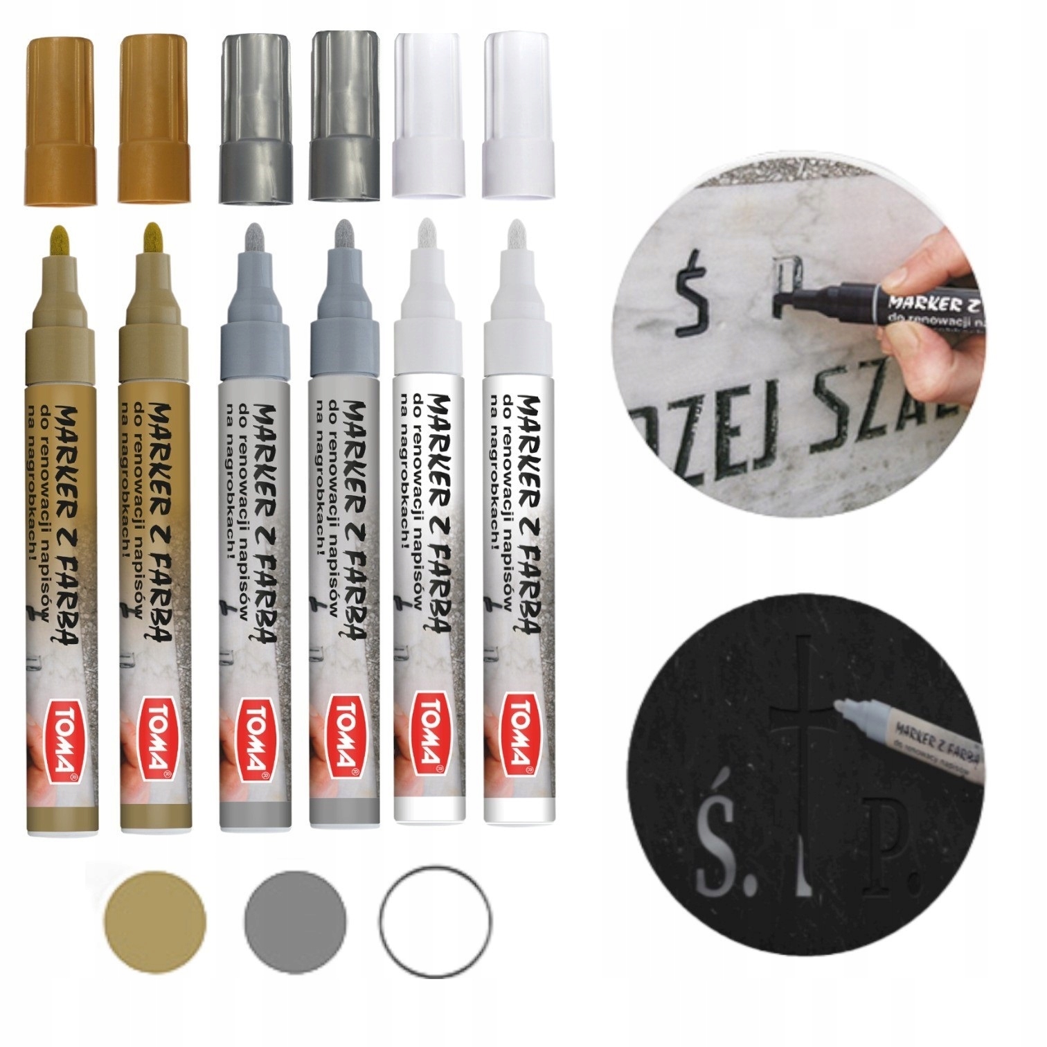 Marker do nagrobków renowacji zestaw 6 szt 3 kol