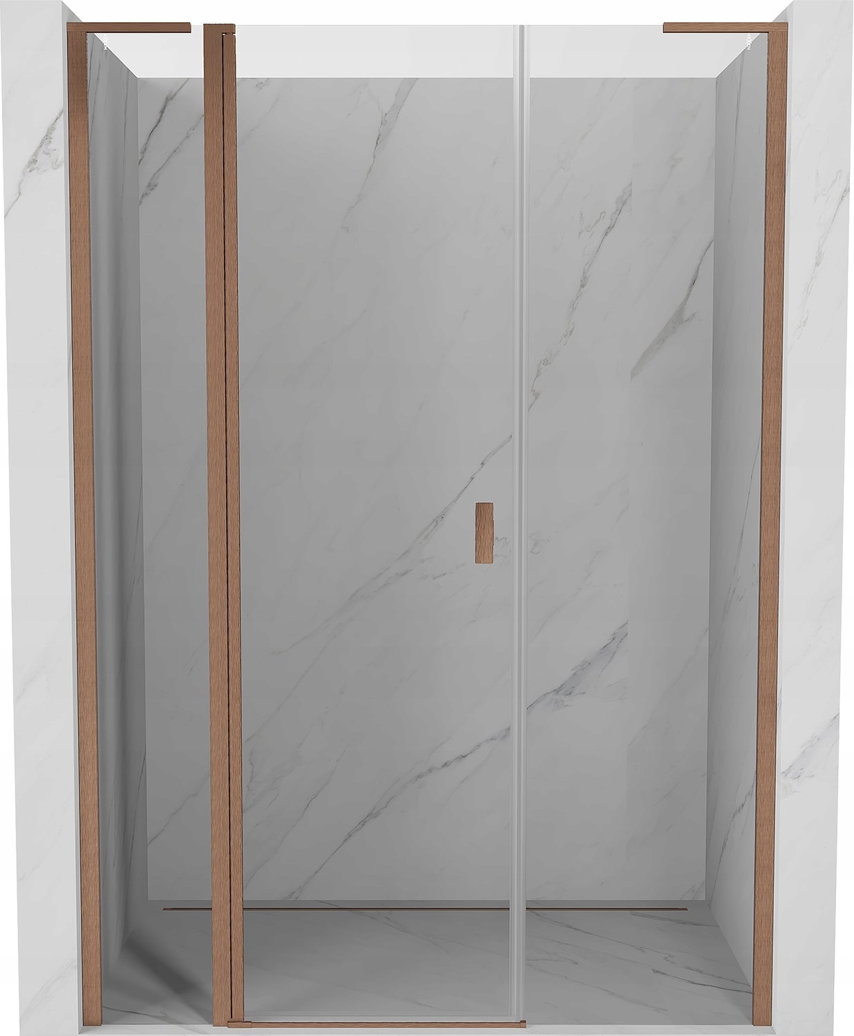 Mexen Mist L Drzwi Prysznicowe Uchylne 155 CM Transparent Miedź