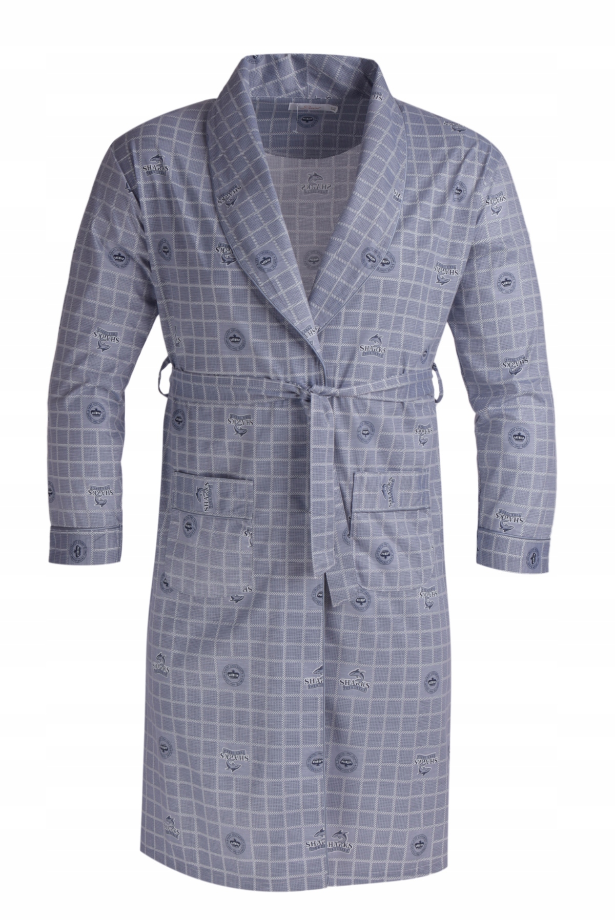 Szlafrok męski wiązany z kołnierzem kieszenie wzór Długość inny