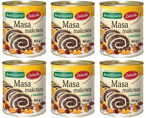 Levně 6 x 850 g Bakalland Maková náplň Karton