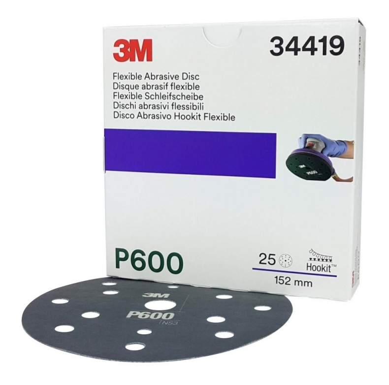 3M 34419 Disk Brúsny disk Hookit P600 150 mm brúsenie laku 25 ks