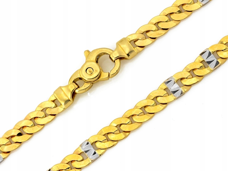 Silný zlatý 585 pancířový řetěz pro muže s efektním vzorem a zajímavým zdobením