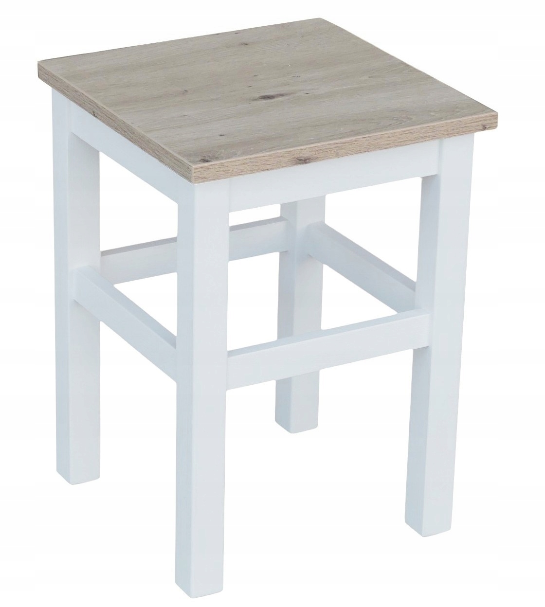 Taboret Nowoczesny Kuchenny Stołek Prosty Biały+dąb Artisan