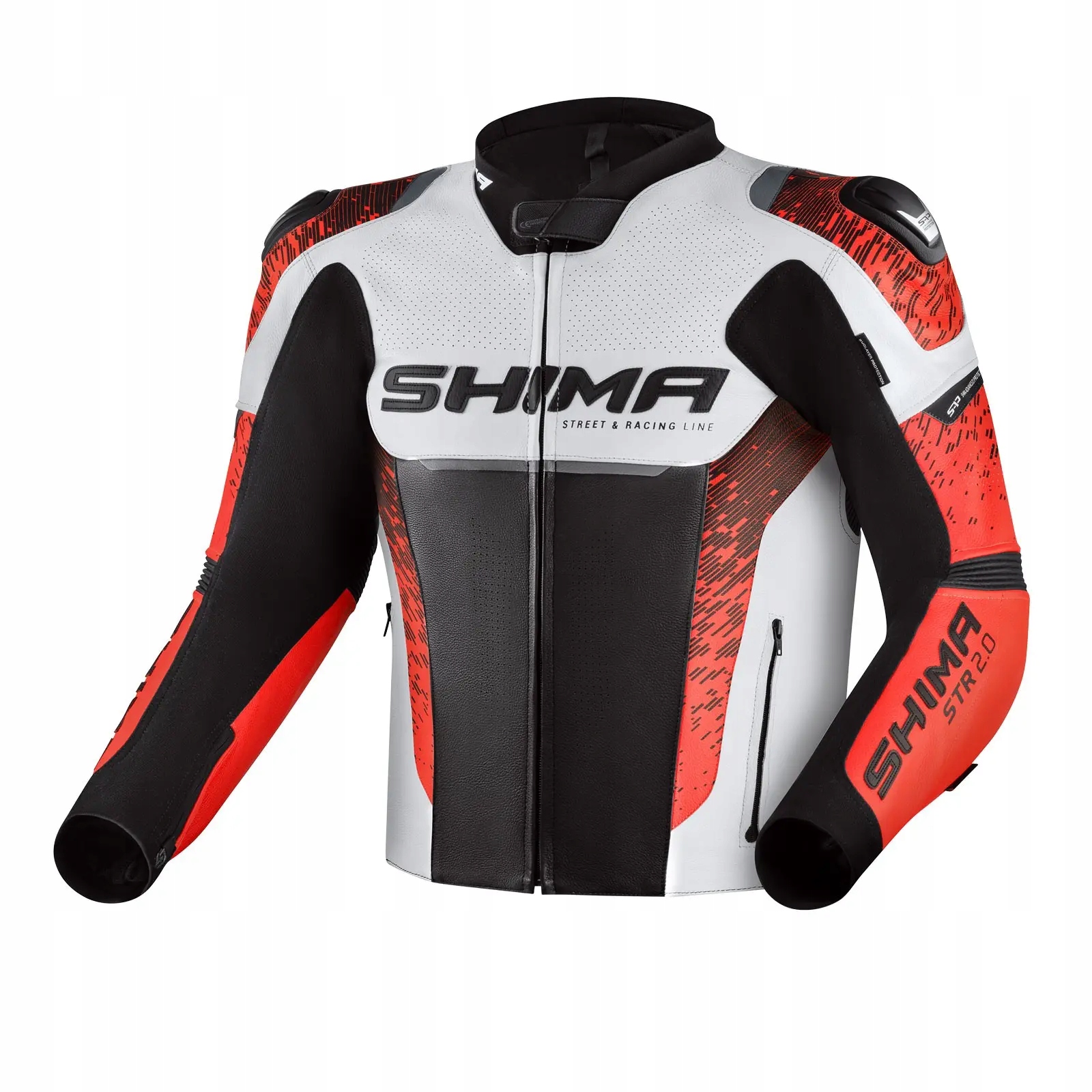 Shima Str 2.0 Fluo Red Kožená moto bunda