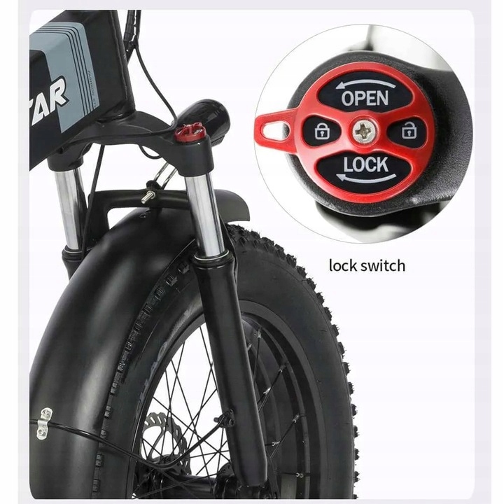 [OFICJALNY] SKŁADANY ROWER ELEKTRYCZNY 1500W 48V 14AH 50KM/H 20" Kolor czarny