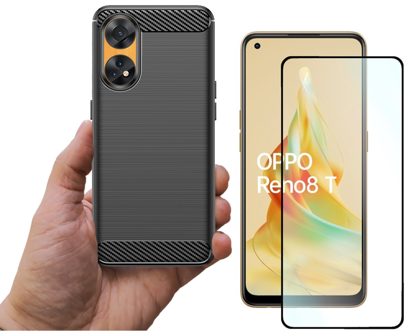 

Etui do Oppo Reno 8T 4G Carbon Lux czarne+SZKŁO