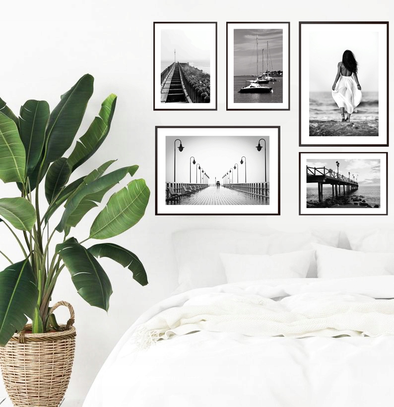 ZESTAW 5 PLAKAT OBRAZ NOWOCZESNY MORZE MOLO KOBIET Rodzaj bez ramy