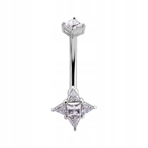 Piercing do pupíku Premium Zirconia stříbrný 1,6/8