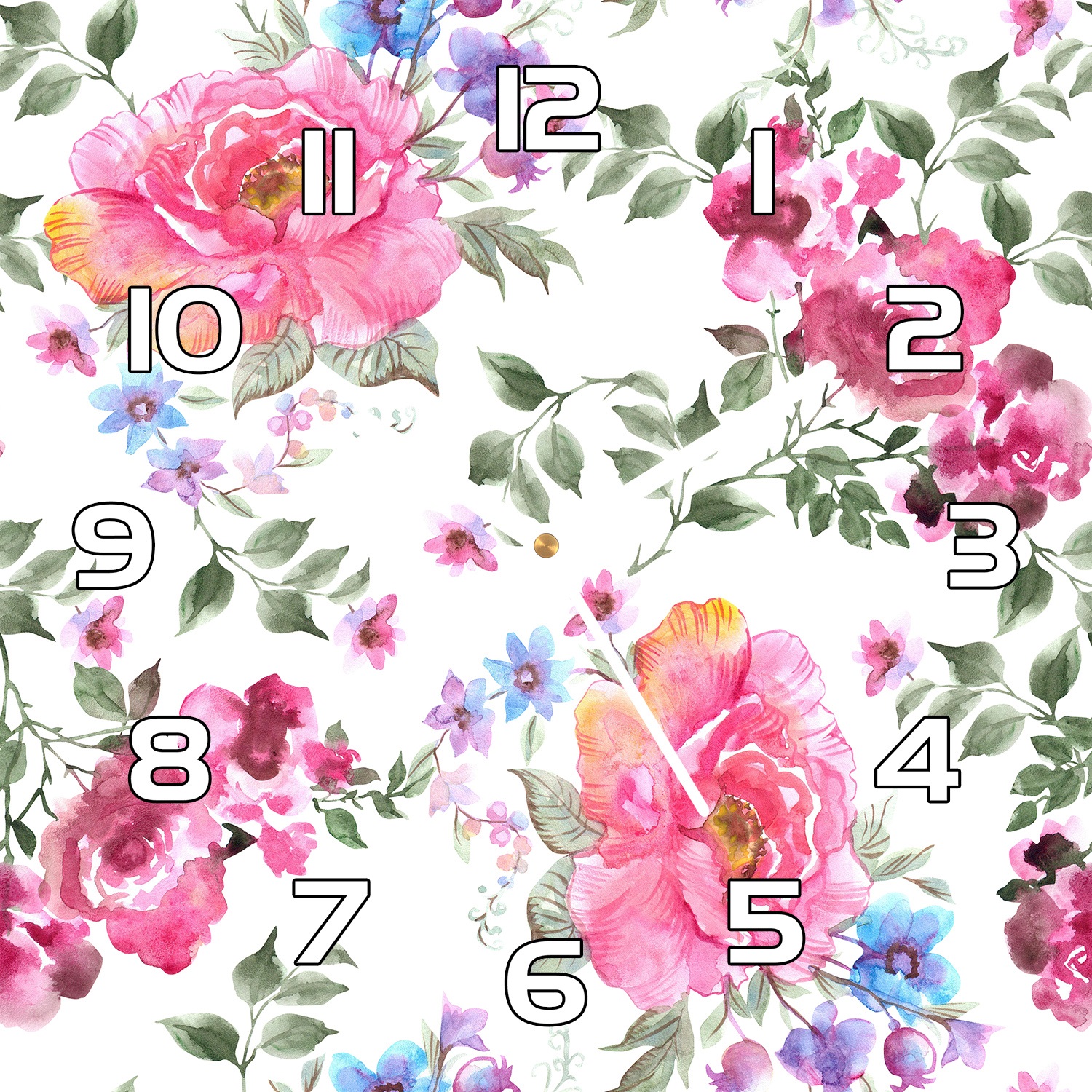 

Cichy zegar ścienny na szkle Akwarela Róże 30x30cm