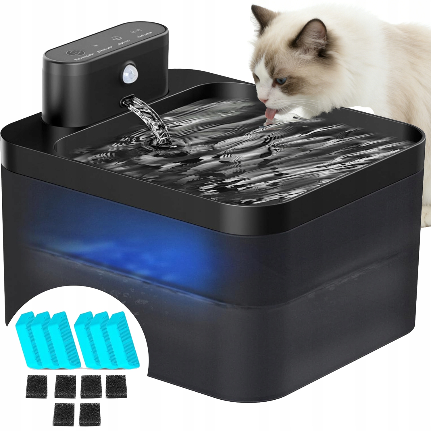 Levně Fontána Pro Kočky Bezdrátová 2,2 L S Pohybovým Senzorem A Tichou Pumpou
