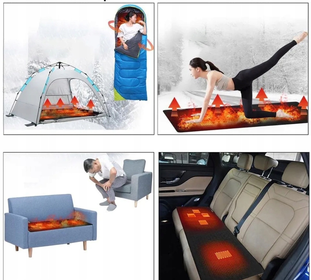 PODGRZEWANY MATERAC WKŁADKA do ŚPIWORA + POWERBANK ŚPIWÓR ZIMOWY Stan opakowania oryginalne