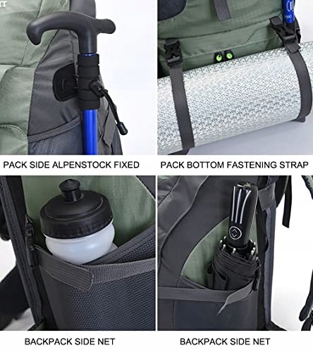 BSEASH Plecak Turystyczny 50L Lekki Wodoodporny Outdoor Camping Niebieski — miniatura 3