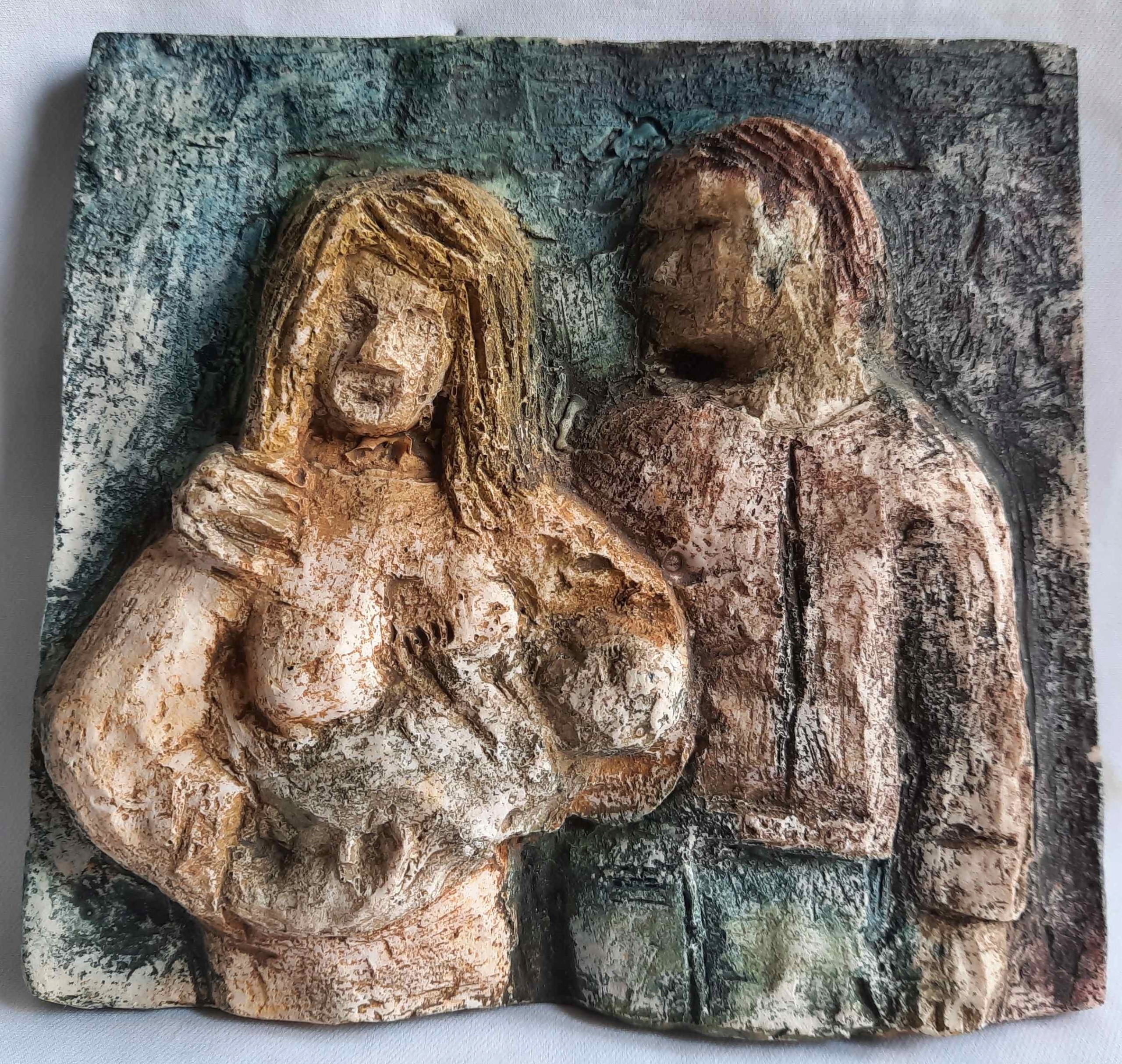 Macierzyństwo Plakieta Ceramika Vintage PRL