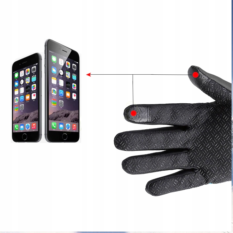 RĘKAWICE RĘKAWICZKI ROWEROWE WODOODPORNE DOTYK XXL Rozmiar XXL