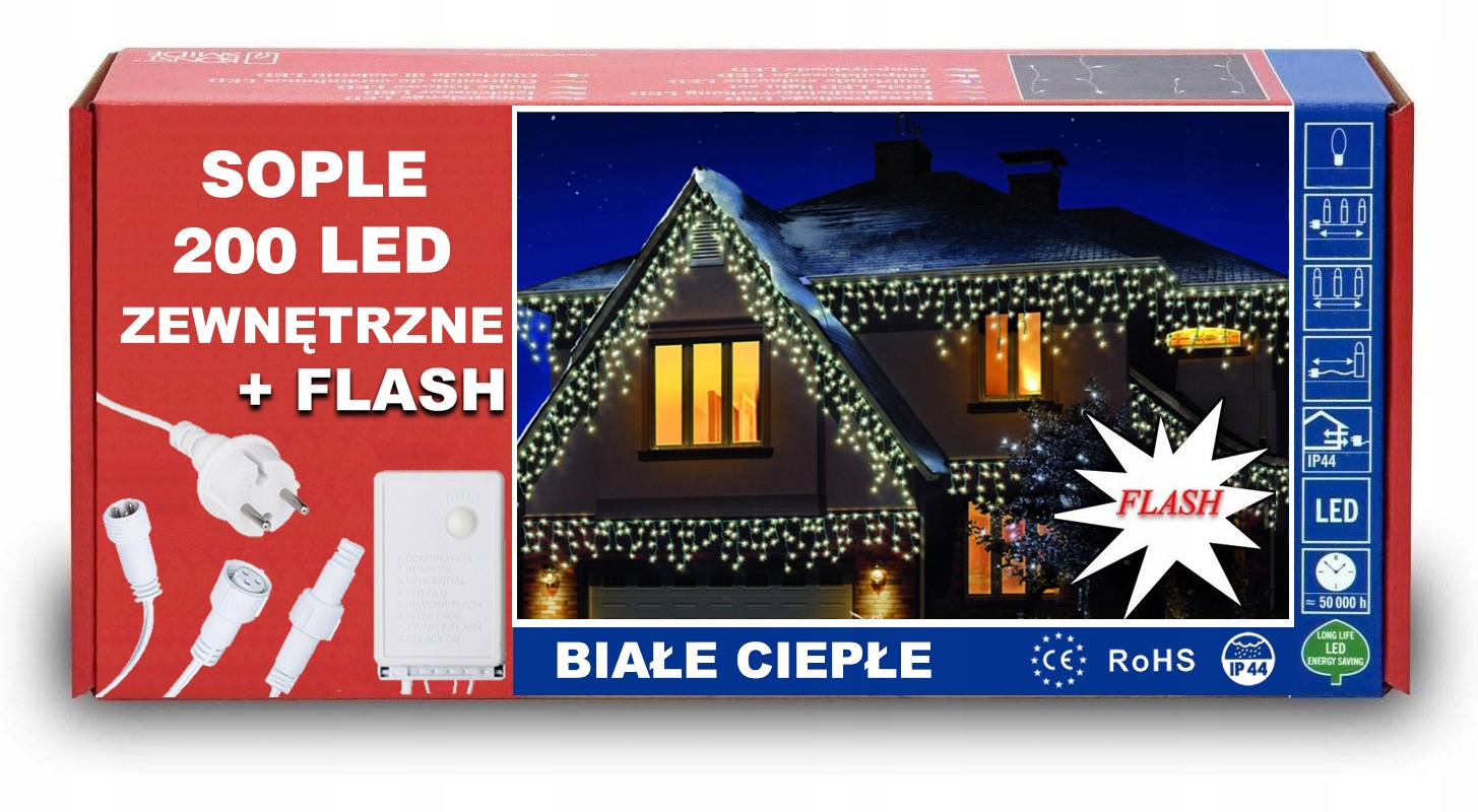 

Sople Zewnętrzne 200 Led Z Efektem Flash Iskra