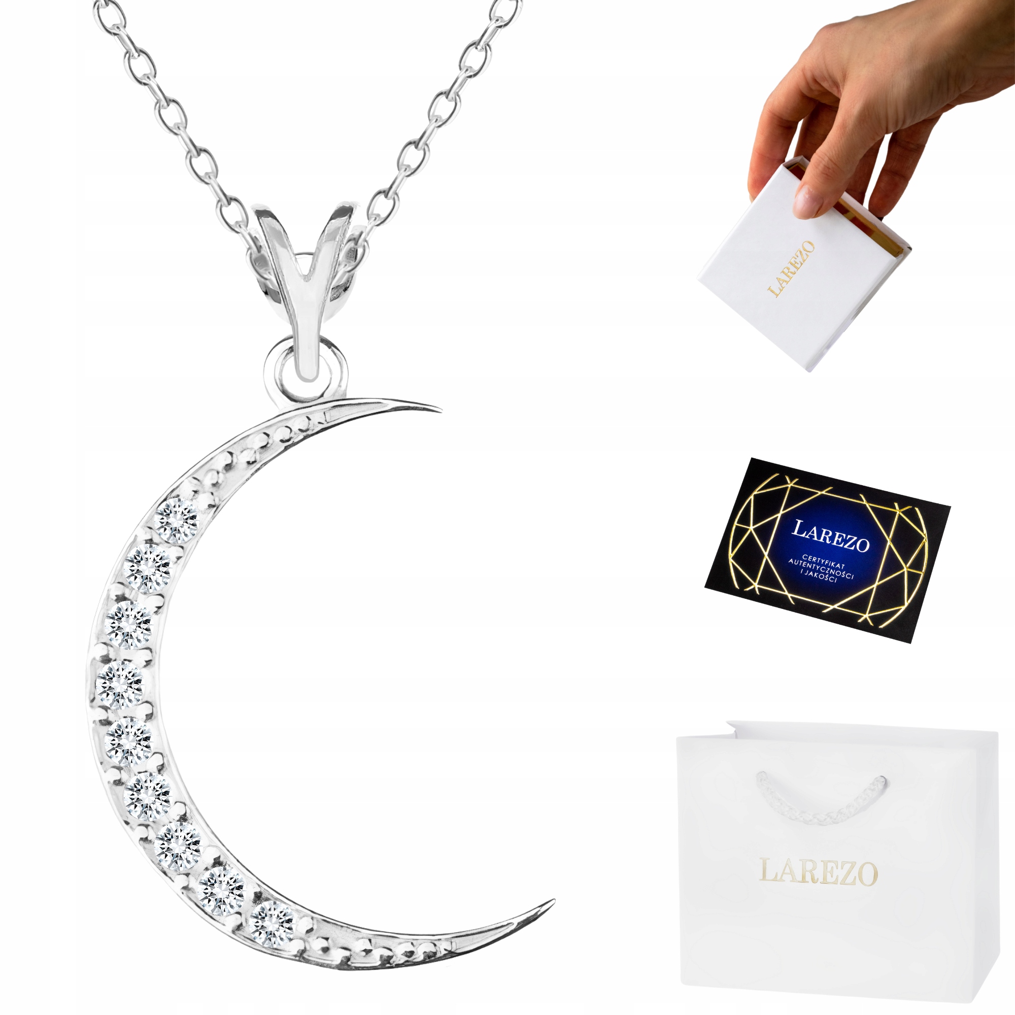 

Naszyjnik Srebro 925 zawieszka półksiężyc księżyc