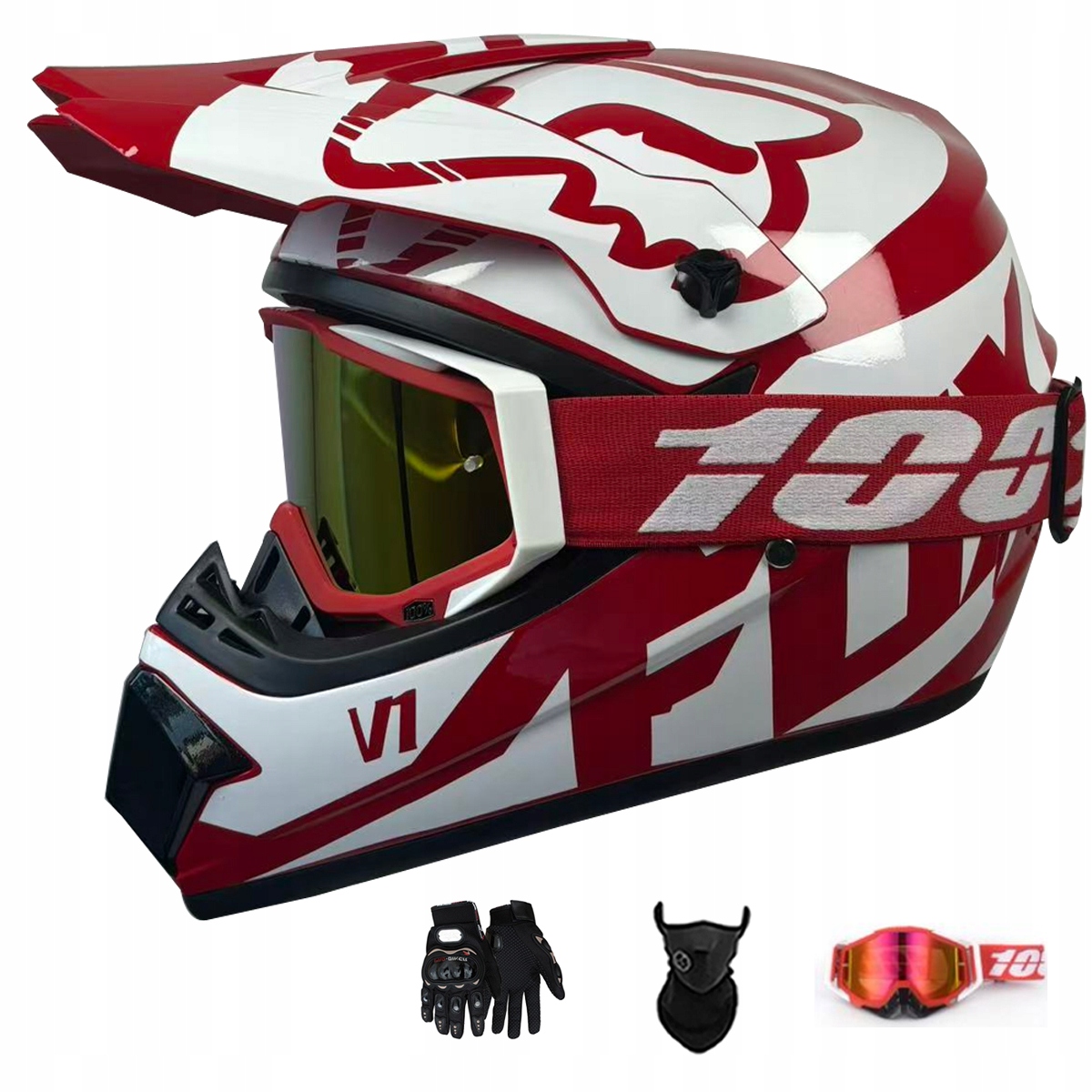 Motocyklová Přilba Crossová Lehká Enduro Quada Brýle Rukavice Maska L