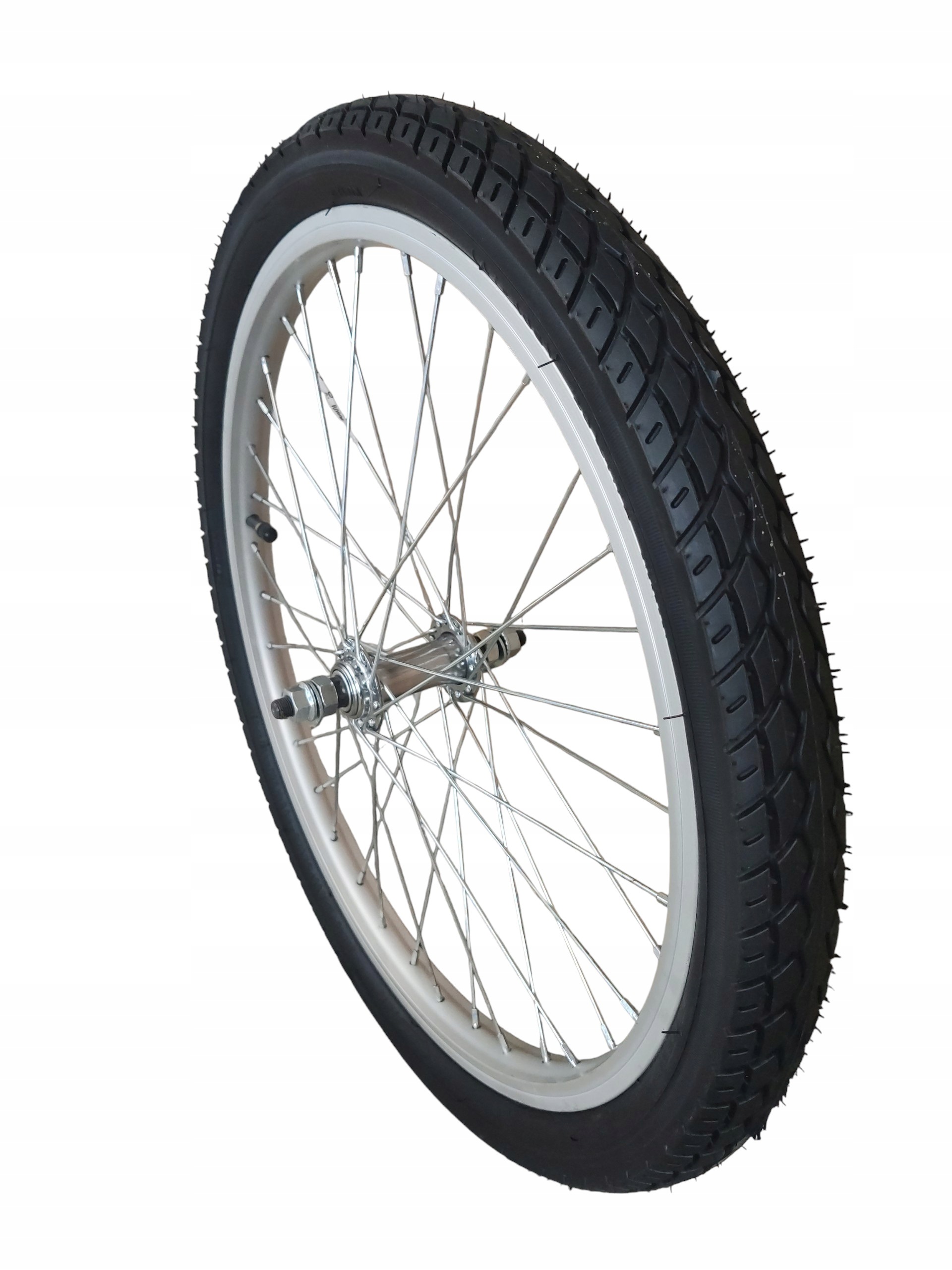 Koło 20 przód z ogumieniem 20x1,75 mocna obręcz alu ; Piasta z ośką 10mm