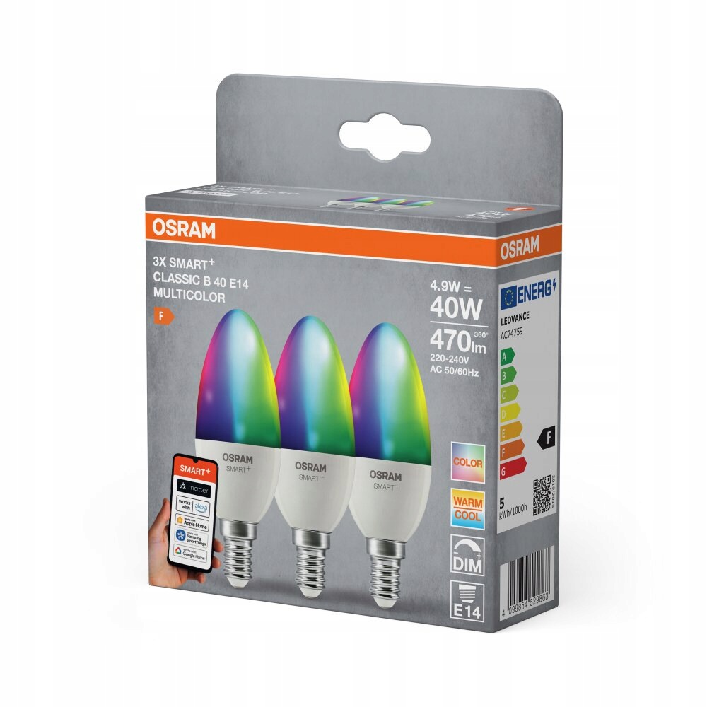 Ledvance Led žárovka E14 4,9W=40W Rgb Smart+ Wifi x3