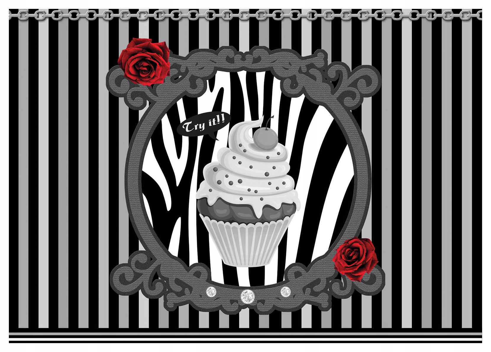 Tapeta Koláčiky Ruže Krém 300x210 Sladký dekor stien do kuchyne lepidlo