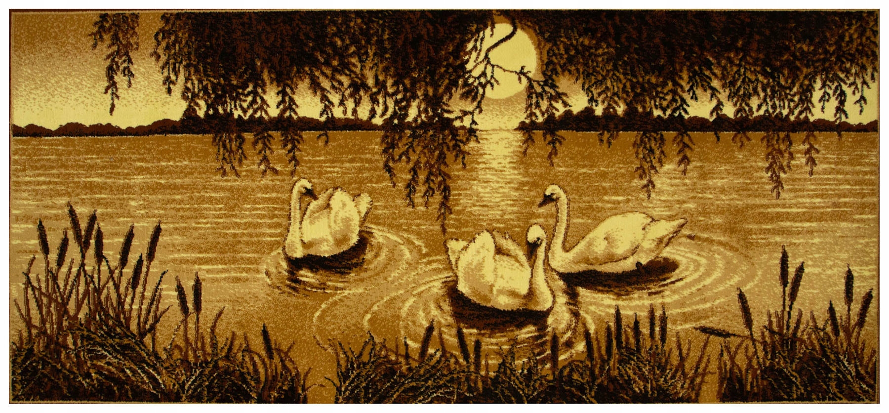 Makatka Beżowy Dywan Na Ścianę Łabędzie Beż Do Salonu Weltom 100x210 cm