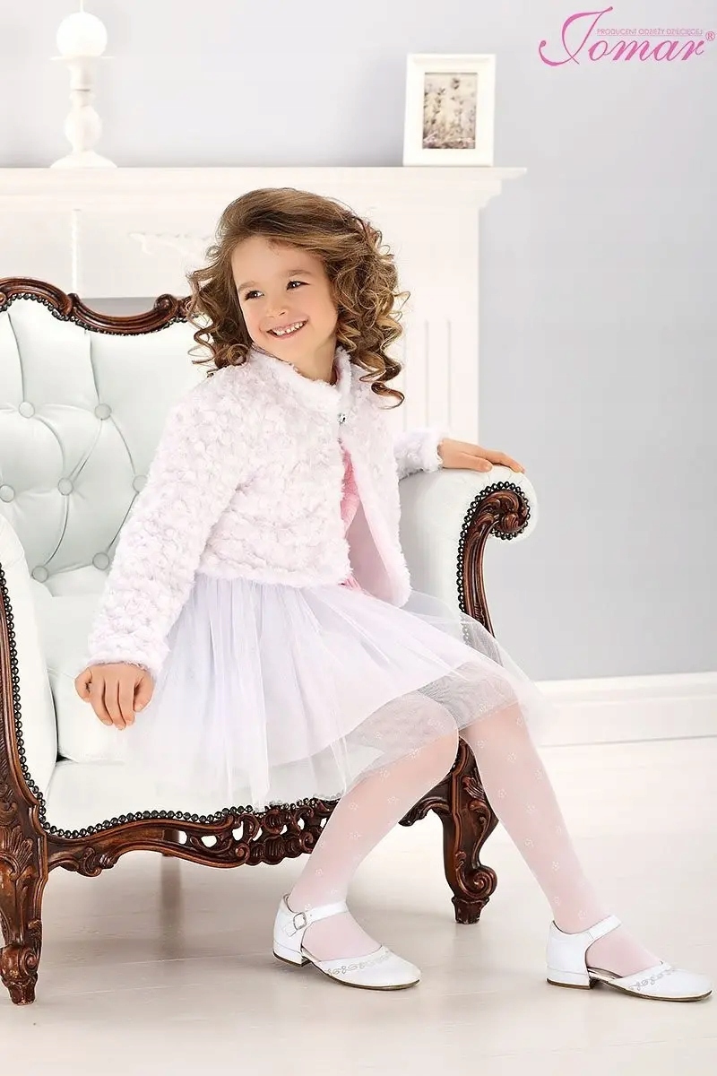 Bolerko wdzianko komunijne białe futerko różyczki komunia Jomar 614Sr.146 Marka Jomar