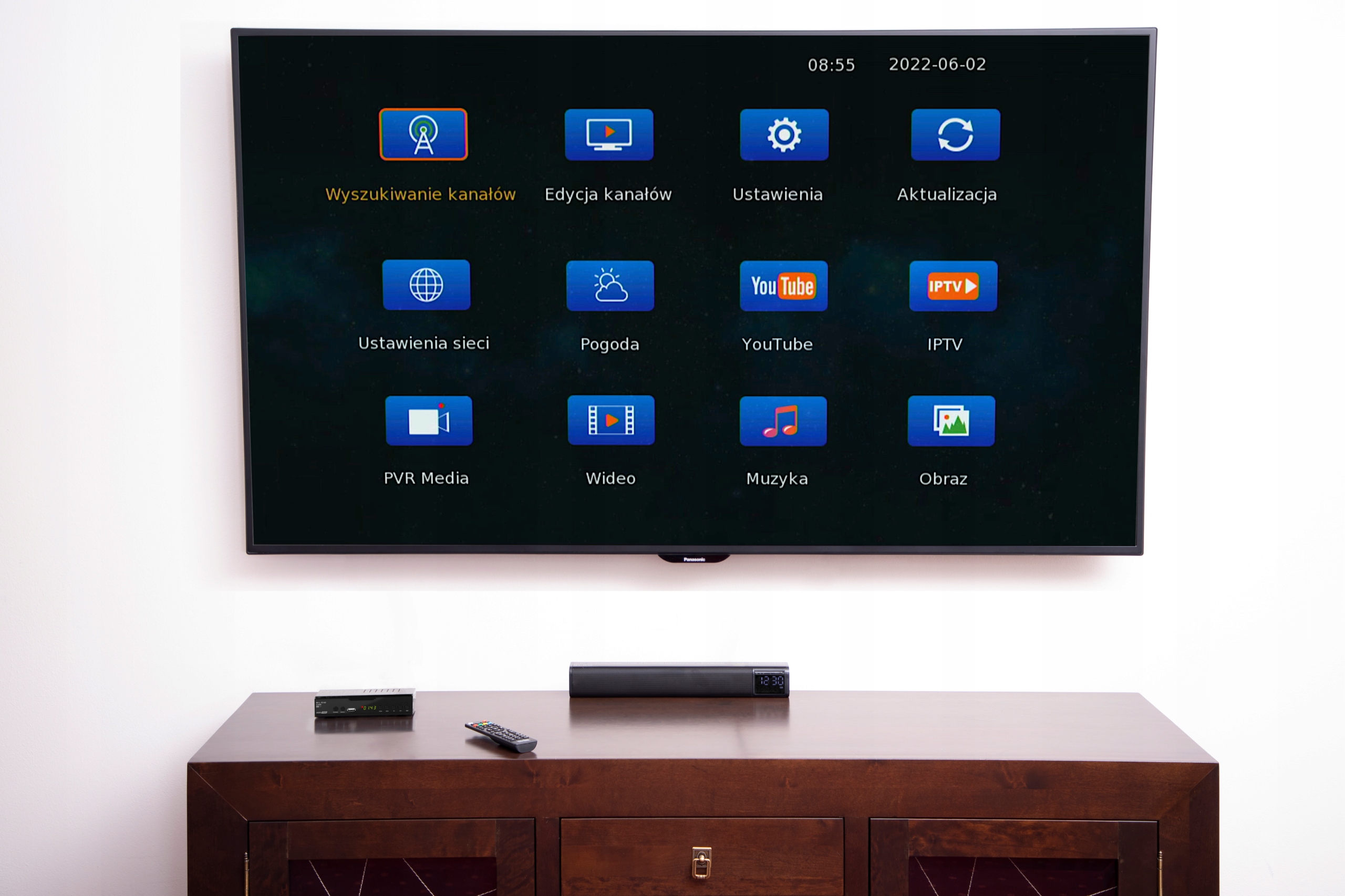 DEKODER TUNER DVB-T2 HEVC FULL HD USB HDMI MOCNA ANTENA WIFI PILOT ZESTAW Standard kodowania MPEG-2 MPEG-4 H.264 (MPEG-4 AVC) H.265/HEVC