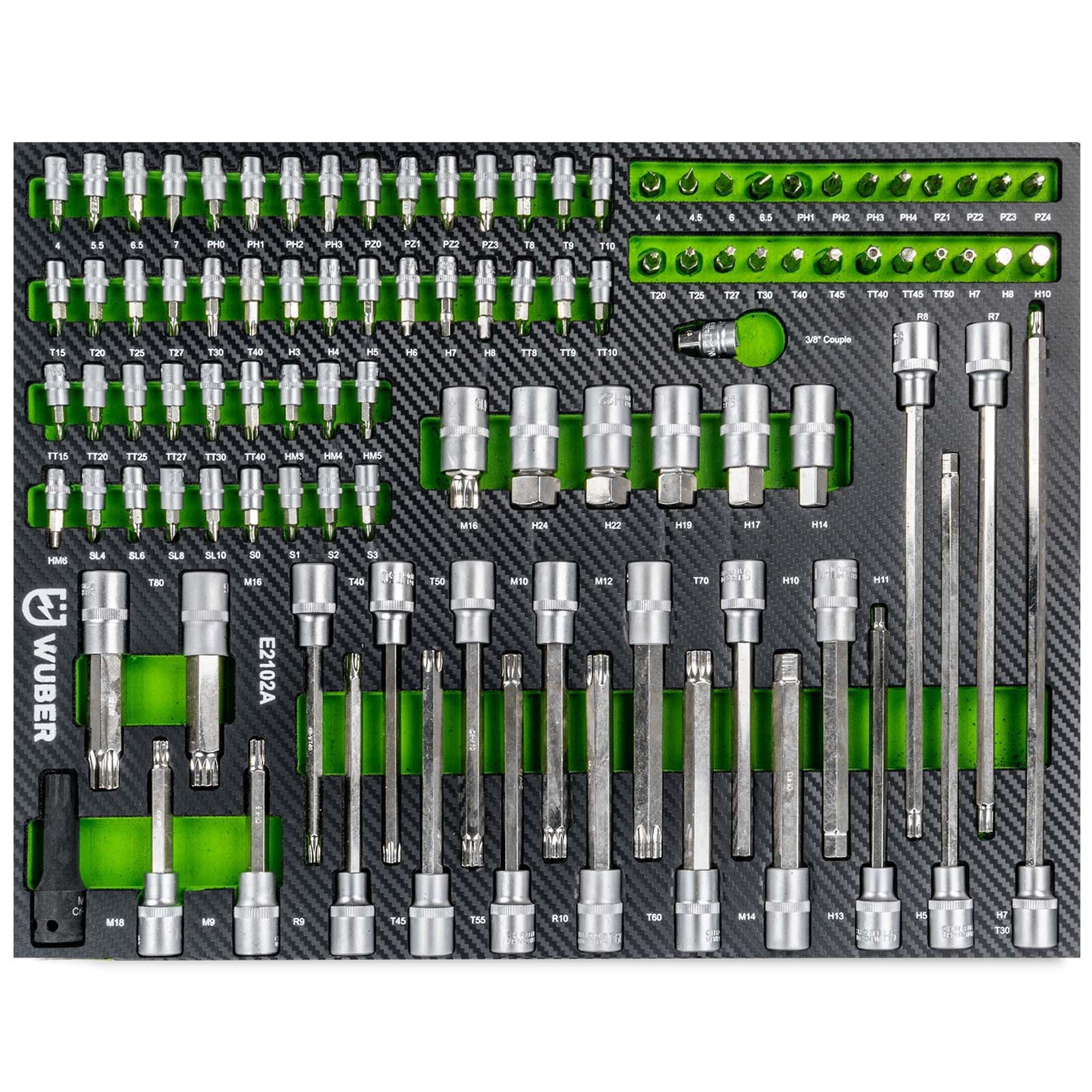 Zestaw Narzędzi Wkład Szuflady 102EL Nasadki Bity Torx Crv Crmo 1/4 1/2 3/8
