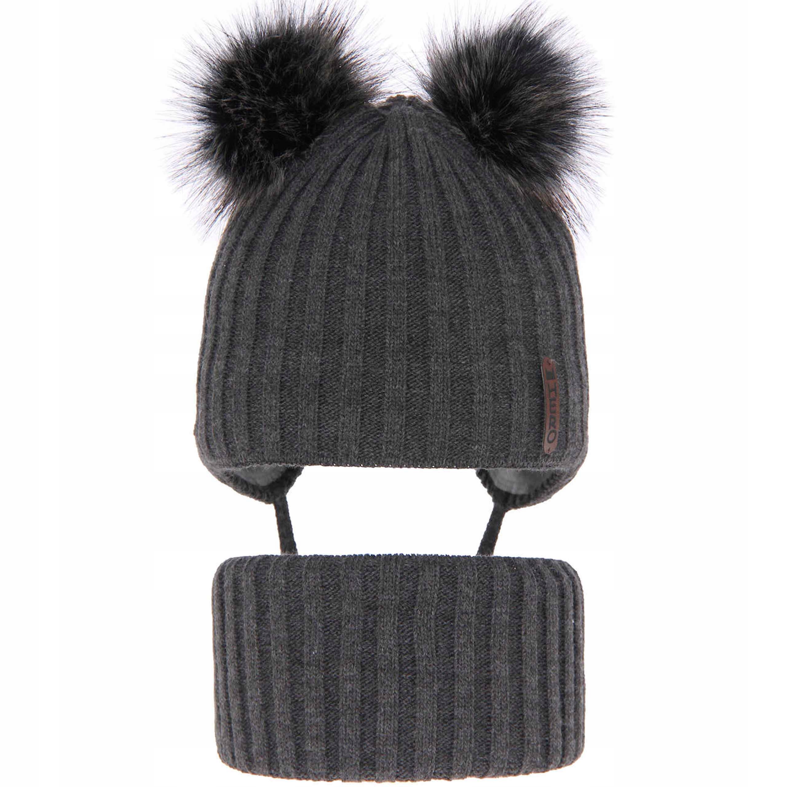 

Komplet Zimowy Pompony czapka komin 48-50cm, 2-4l