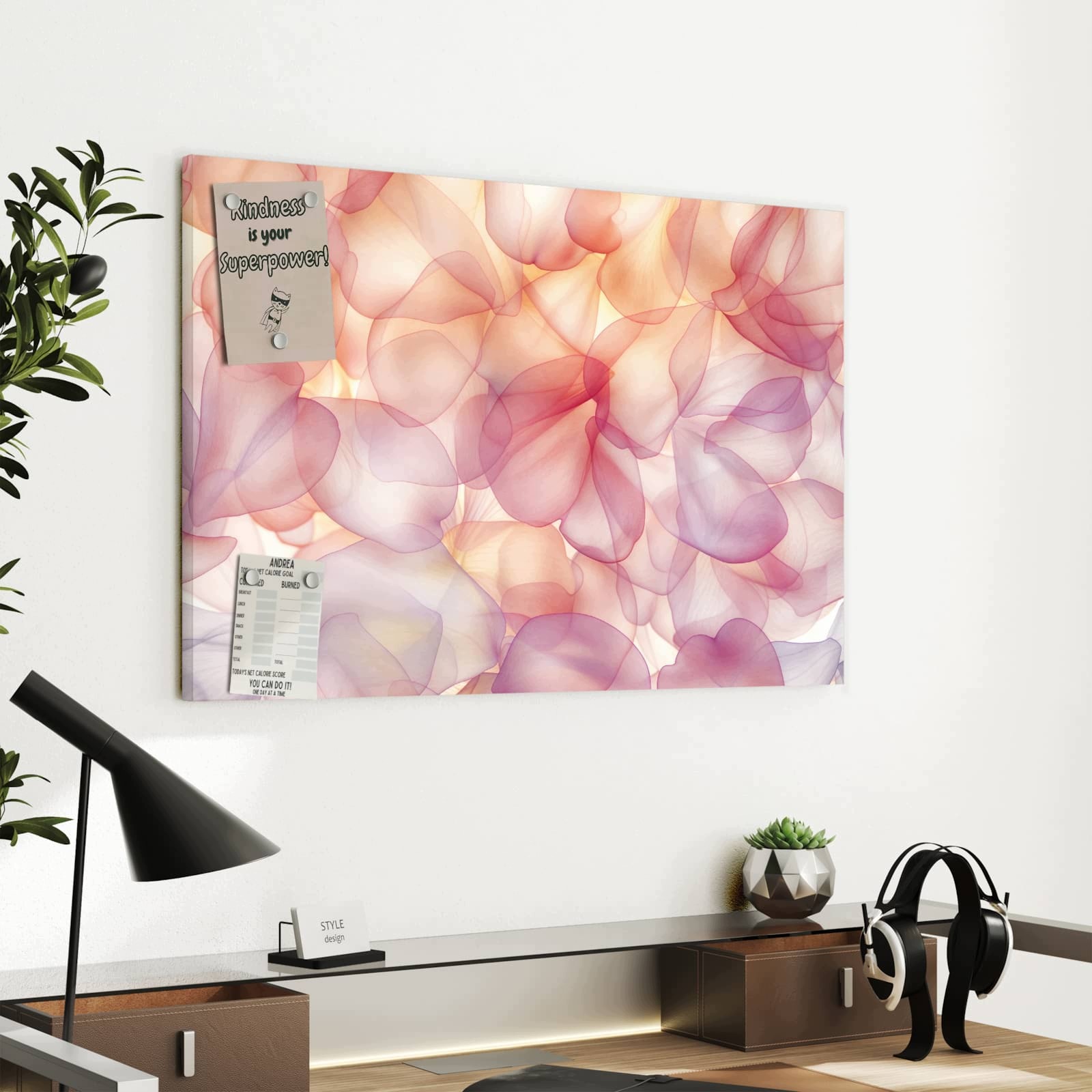 Magnetická tabule Jemné Okvětní lístky květin 60 × 40 cm