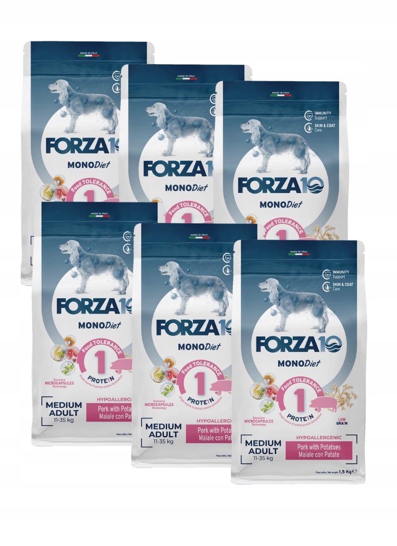 Forza10 Medium MonoDiet vepřové maso ze země, hypoalergenní pes 6x1,5 kg