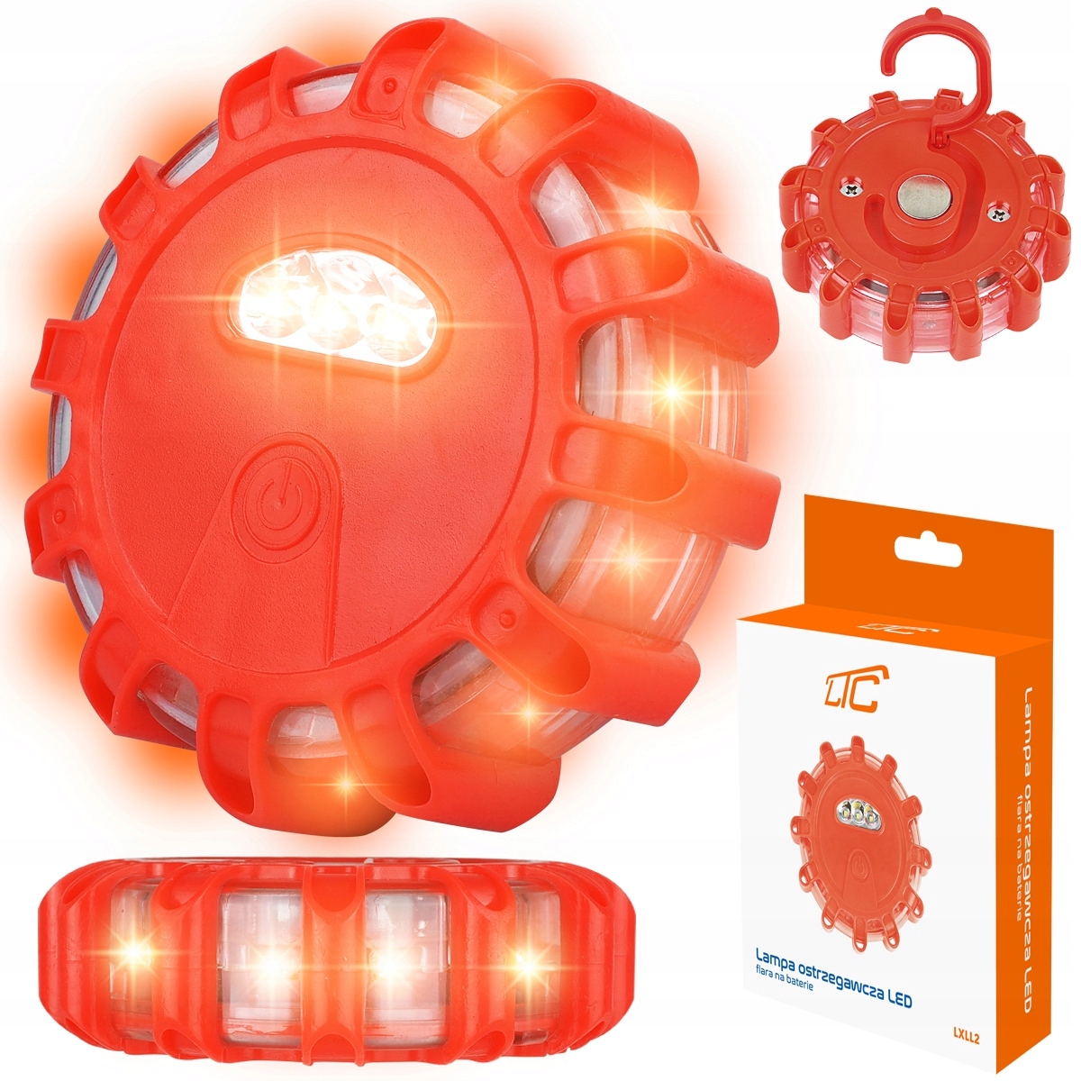 LAMPA OSTRZEGAWCZA LED KEMPINGOWA FLARA NA BATERIE