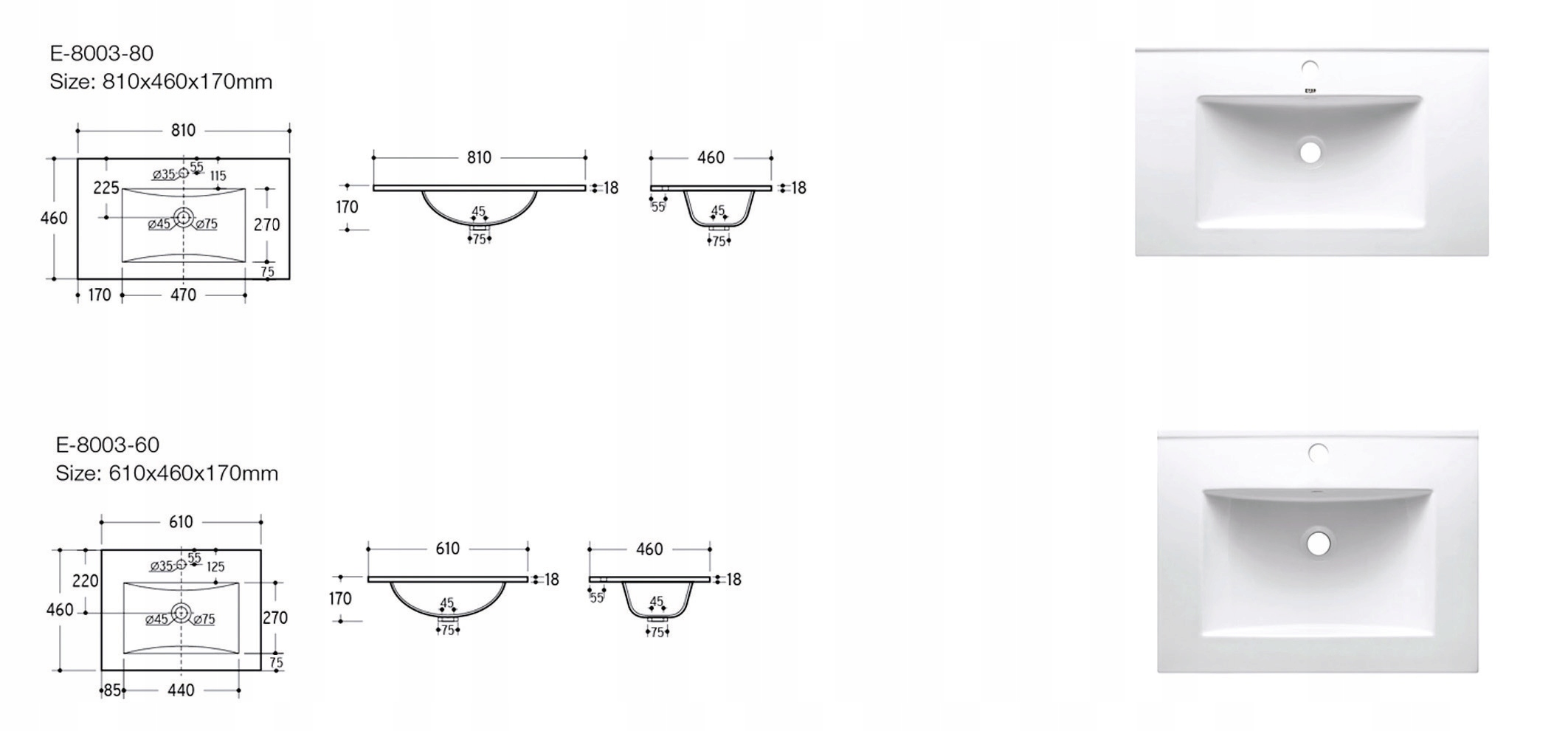 Jednokomorové nábytkové umyvadlo 60 cm