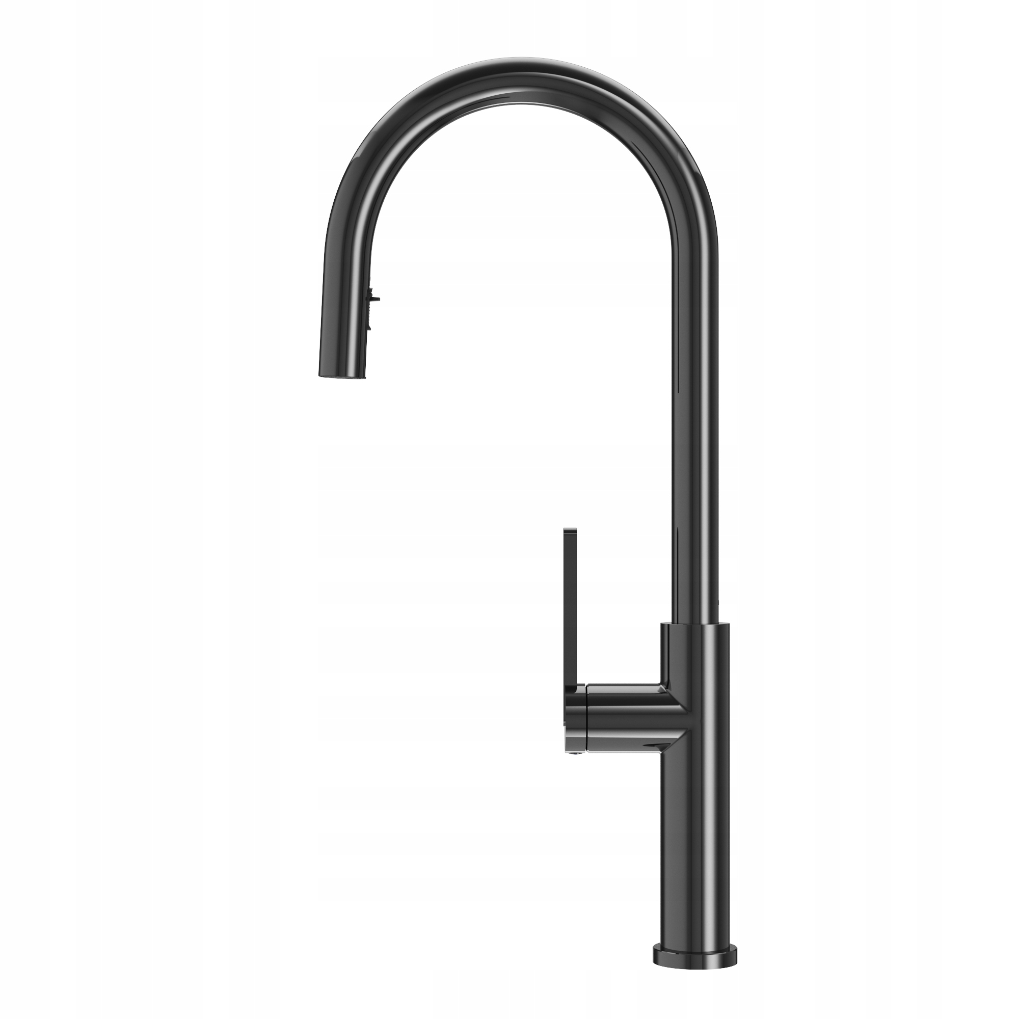 Kuchynská Batéria S Výsuvným Výtokom, Čierny Kohútik Prati V Lesku