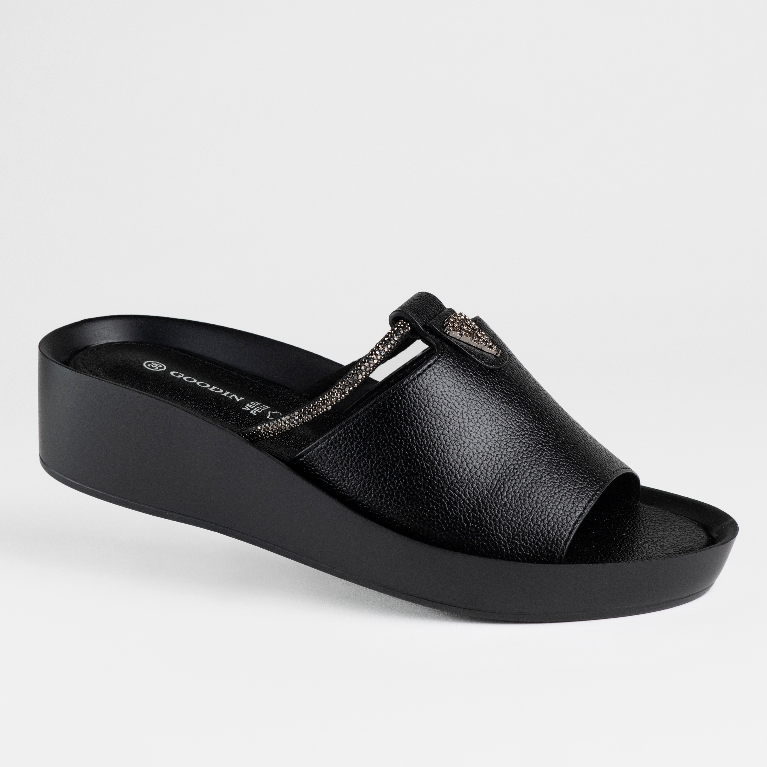 Dámské Nazouváky na volný čas, přírodní kůže, Goodin GD-FL1700, světle černé 38