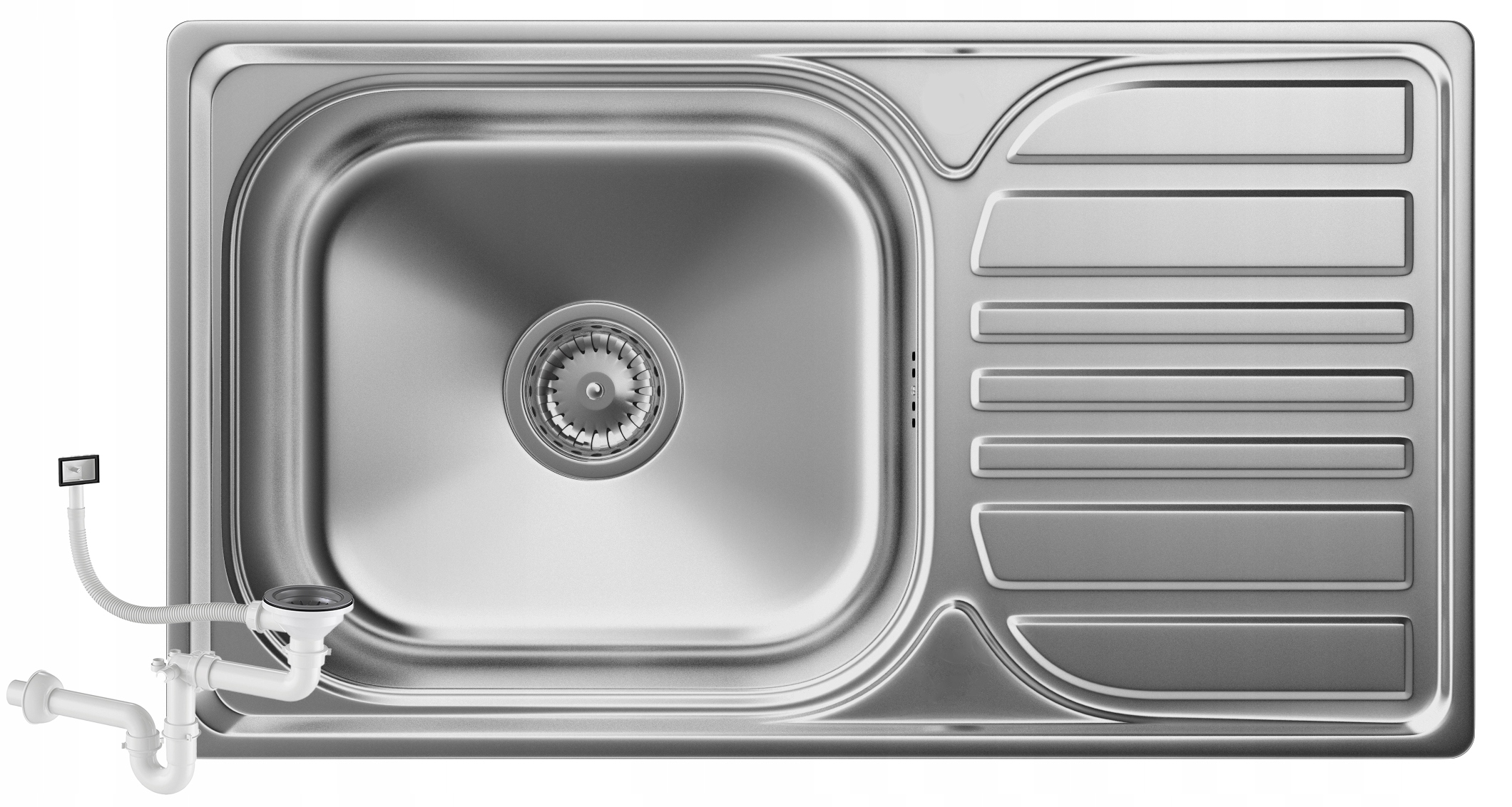 1-KOMOVÝ Oceľový Drez S Veľkým Odkvapkávačom, Saténový Drez, Klasický TURI76