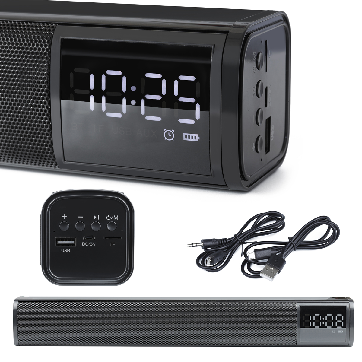 Počítačový Reproduktor Bluetooth Soundbar Notebook Pc Tv T-wolf S8 Budík Aux